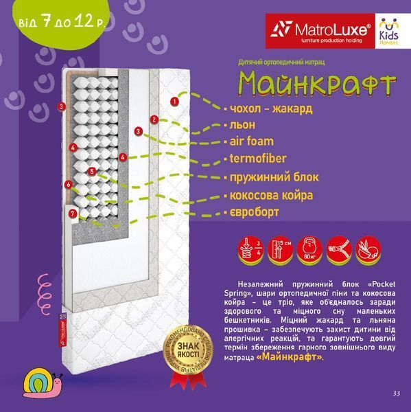 Ортопедичний матрац Kids Moment Minecraft - Кідс Момент Майнкрафт 60x120 294 фото